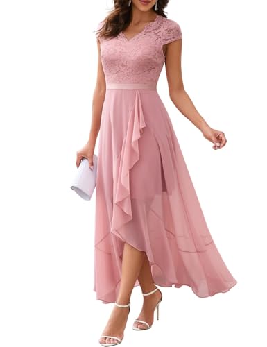 Bbonlinedress Weihnachtskleider Damen Abendkleid lang Elegant Kleider V-Ausschnitt Spitzenkleid Chiffon Hochzeit...