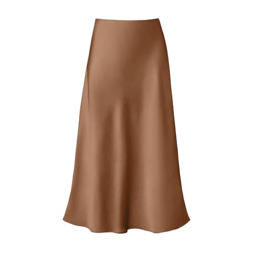 Satin Rock Damen Midi Rock Langer Rock Business Outfit Business Elegant Satin Maxirock Midirock Satinrock Satin Kleid...