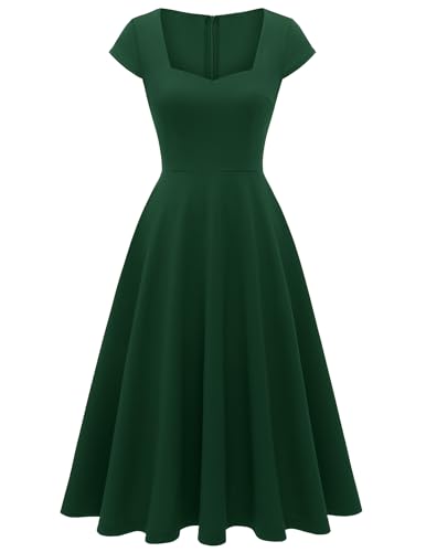 Berylove Cocktailkleid Damen Elegant Für Hochzeit Kleid Herbst Damen Abschlusskleid Halloween Kleid Rockabilly Kleid...