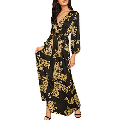 Fannyfuny Kleiden Damen Sexy V-Ausschnitt Maxikleider Frauen Casual Elegant Party Kleider Abendkleider Lose Bequem...