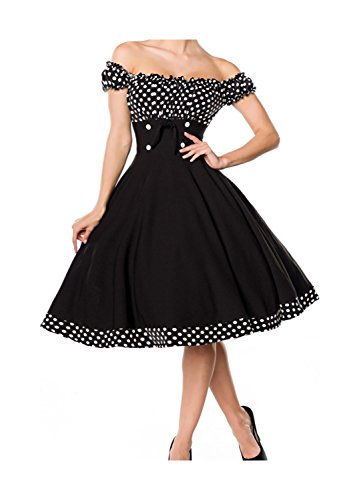 Belsira Damen schulterfreies Swing-Kleid im Retro-Style M