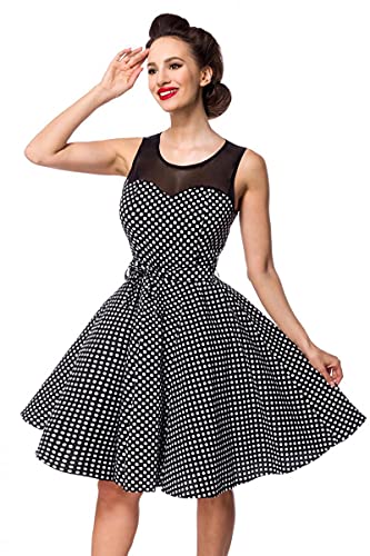Belsira Swing-Kleid mit Mesheinsatz Frauen Mittellanges Kleid schwarz/weiß L
